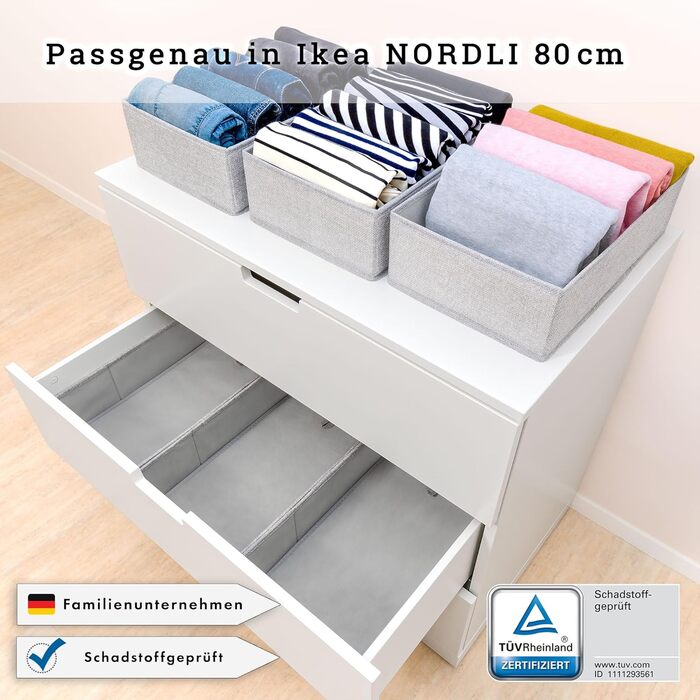 For IKEA dresser; THE ORIGINAL; perfectly fitting; Stable base; Drawer organization system for baby supplies, children's clothing, socks, underwear; 5-piece set (NORDLI Box)