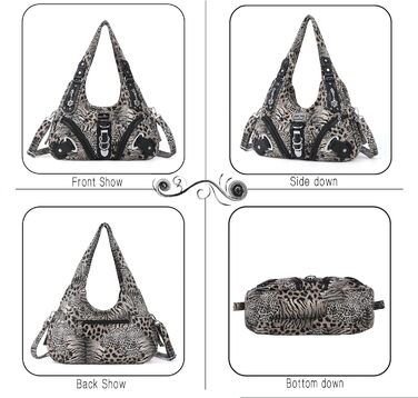 Сумка жіноча Angelkiss Hobo через плече, велика, повсякденна, коричнево-чорна в леопардовий принт