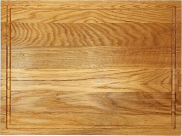 NATURE EDITION Cutting Board XL (40 x 30 x 2 cm) made of solid oak wood with a juice groove - wooden cutting board - serving board - antibacterial wooden cutting board - oak kitchen board - wooden meat cutting board