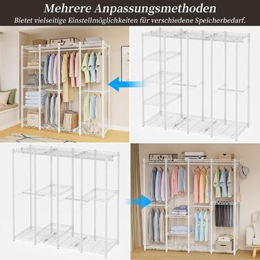 Відкритий шафа-система AQRA з регульованими полицями та штангами для одягу, чорний (193.5 x 43.5 x 195 см)