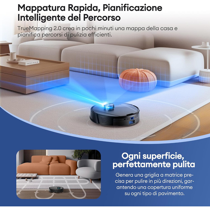 Робот-пилосос Ultenic з функцією миття 6000Pa, LiDAR-навігація, 3-в-1, 150 хв роботи, керування через додаток, для шерсті тварин, килимів та твердих підлог