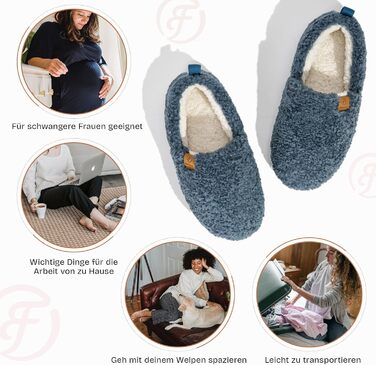 Жіночі теплі домашні тапочки EverFoams з м'якої штучної вовни та Memory Foam, закриті, (39.5 EU, темно-синій)
