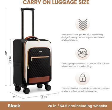 Сумка-рюкзак LOVEVOOK для жінок, 40L, ручна поклажа, для ноутбука, водонепроникна, для подорожей, бізнес, комплект ручної поклажі (20-дюймовий валіза, чорний, білий, коричневий)