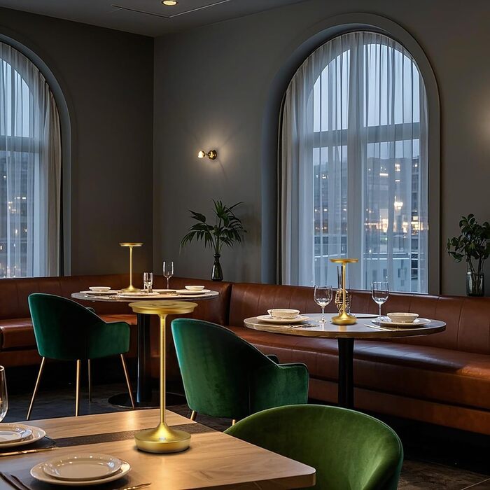 LED настільна лампа бездротова IP54 для вулиці та дому, 6000mAh, керований сенсорний вимикач, 3 кольори, для кемпінгу та офісу (Золота)