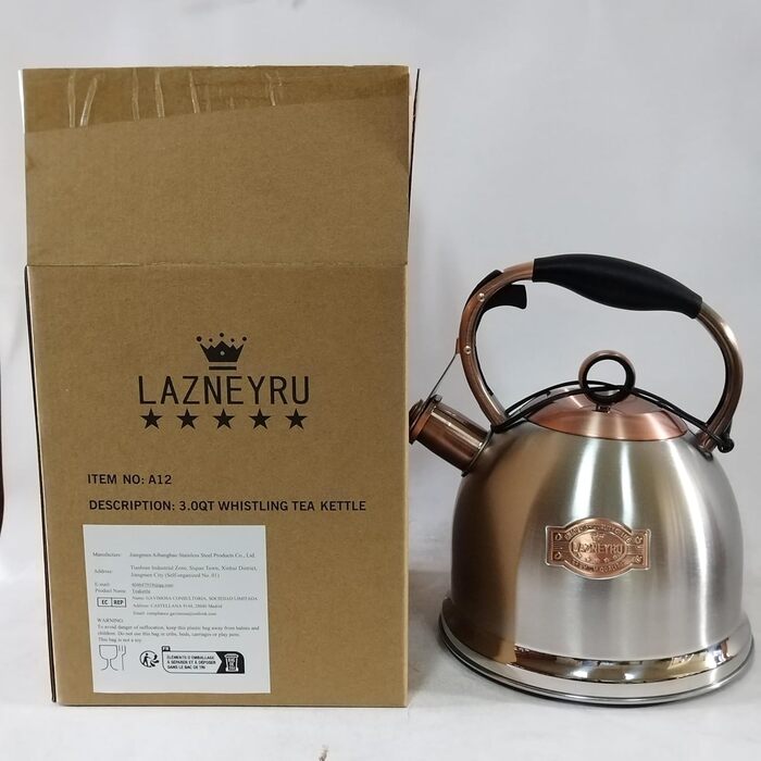 Чайник-свисток 3л з нержавіючої сталі, індукційний, з термостійкою ручкою (срібний)