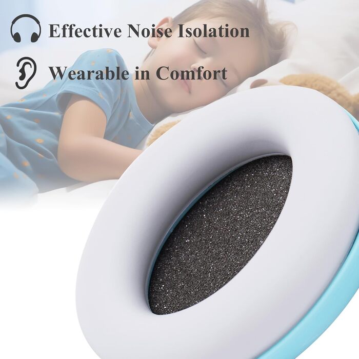 Навушники для захисту вух для дітей 0-4 роки, 2-в-1, захист від шуму 24dB, блакитні