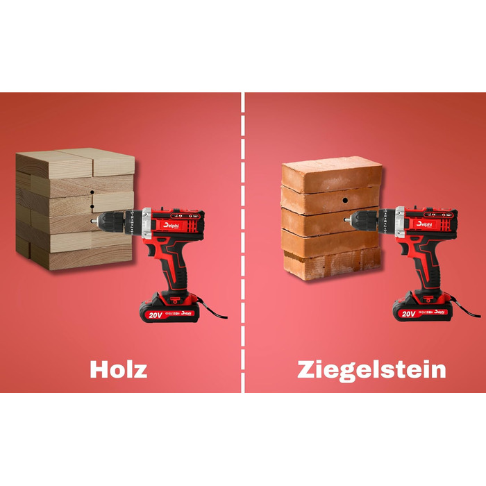 Акумуляторний шуруповерт DELPHI 20V: комплект з 2 акумуляторами, 50Nm, 2 швидкості, 25 ступенів моменту, LED-ліхтар, 34 аксесуари в кейсі для DIY-проєктів