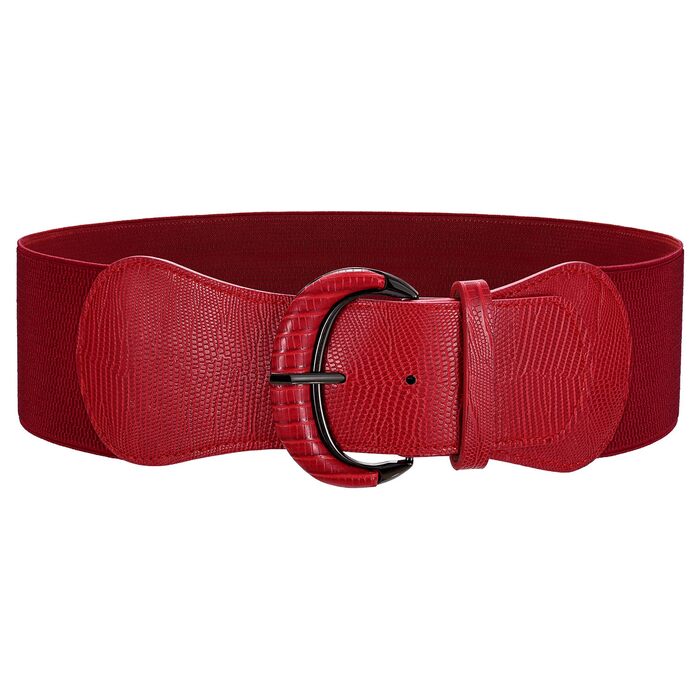 Жіночий широкий еластичний пояс WERFORU для суконь, червоний (58-66 см)