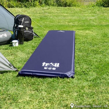 Trail Outdoor Self-Inflating Sleeping Pad - 5cm Thick Camping Mat - Blue