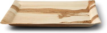 BIOZOYG Serving Platter, 100 Pieces, 32.5 x 27 cm Rectangular - Palm Leaf Plates Serving Tray Cake Plate Compostable Tray - Snack Plates, Alternative to Slate Boards