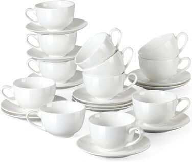 Набір кавових чашок Lovelasa Sweet 12 шт. з блюдцями, 230 мл, білий, для 6 осіб