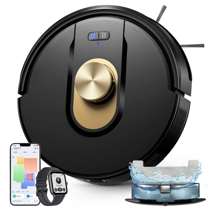 Робот-пилосос Vexilar з функцією миття підлоги, 8000Pa, LiDAR-навігація, 5 карт, 180 хвилин роботи, 50dB, керування через додаток та голосовий помічник, для твердих підлог та килимів