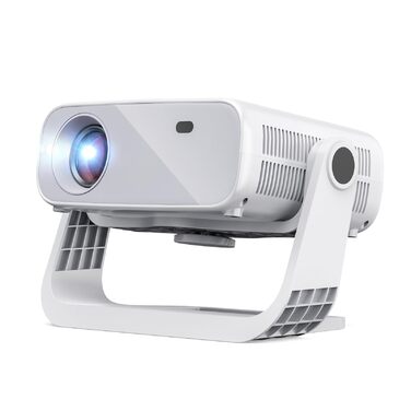 Розумний проєктор Beamer Full HD 1080P, 25000 люмен, Android 11, вбудовані додатки, 4D корекція трапеції, WiFi 6 & BT 5.2, проєктор для домашнього кіно 4K з поворотним підставою 120°, сумісний з iOS/Android/Laptops (Срібний)