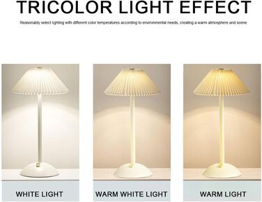 Світлодіодна настільна лампа Starnearby бездротова, з сенсорним димером та акумулятором. 3 режими світла, вінтажний металевий плафон. Лампа для спальні, офісу, тумбочки (біла основа)