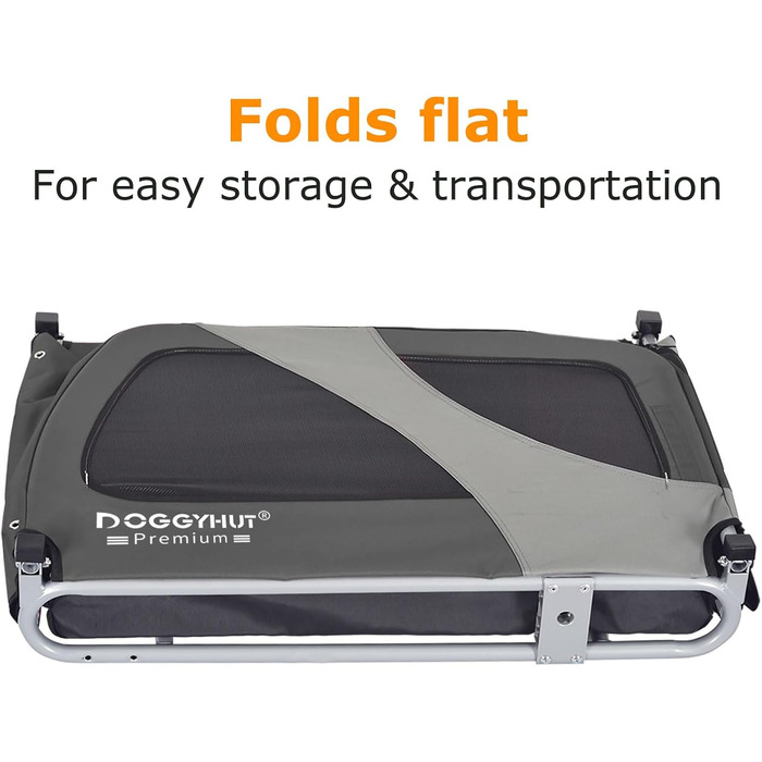 DOGGYHUT® Преміум XL Причіп для собак до 45 кг. Причіп для велосипеда для собак, великих собак, сірий (80103)