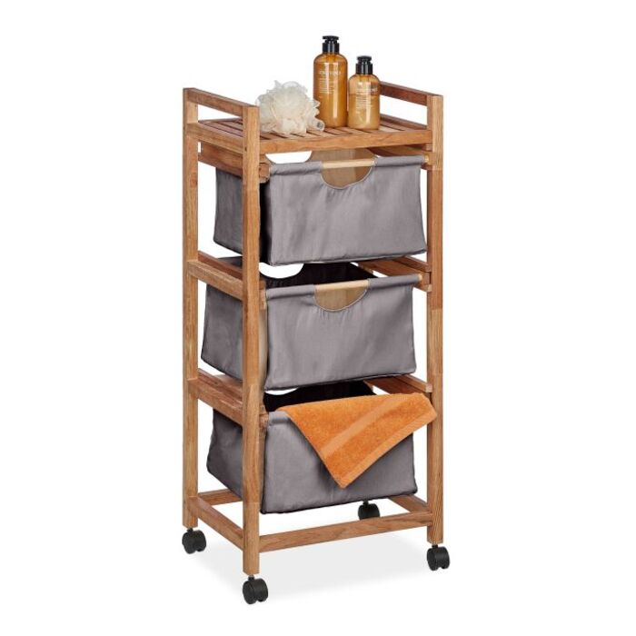 Relaxdays Laundry Basket with 3 Baskets, Grey