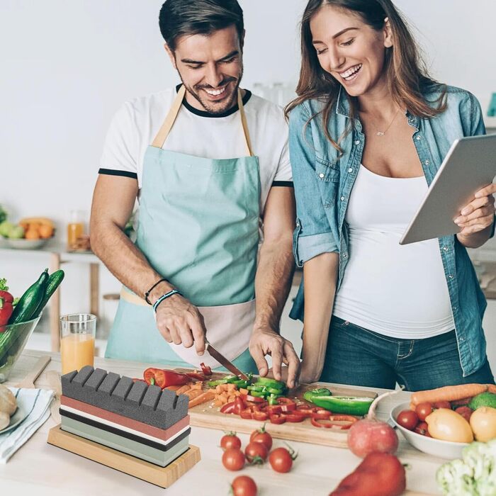 Набір для заточування ножів Youyijia 9-в-1 з алмазними точками 400/1000 та 3000/8000 гріт, професійний, з кутовою направляючою та бамбуковим основанням