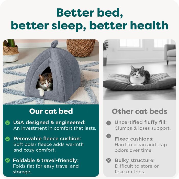 Кішка ліжко Furhaven Polar Fleece, розкладне, для котів, миючий, сірий, розмір Small (41x33x33 см)