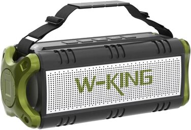 Портативна Bluetooth колонка W-KING 90W з глибоким басом, IPX6, до 40 год роботи, AUX, NFC, TF-карта, зелений колір