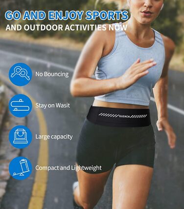 Водонепроникний поясний ремінь для телефону з 3 кишенями, спортивний пояс для бігу, бананка для чоловіків та жінок, чорний (7.0