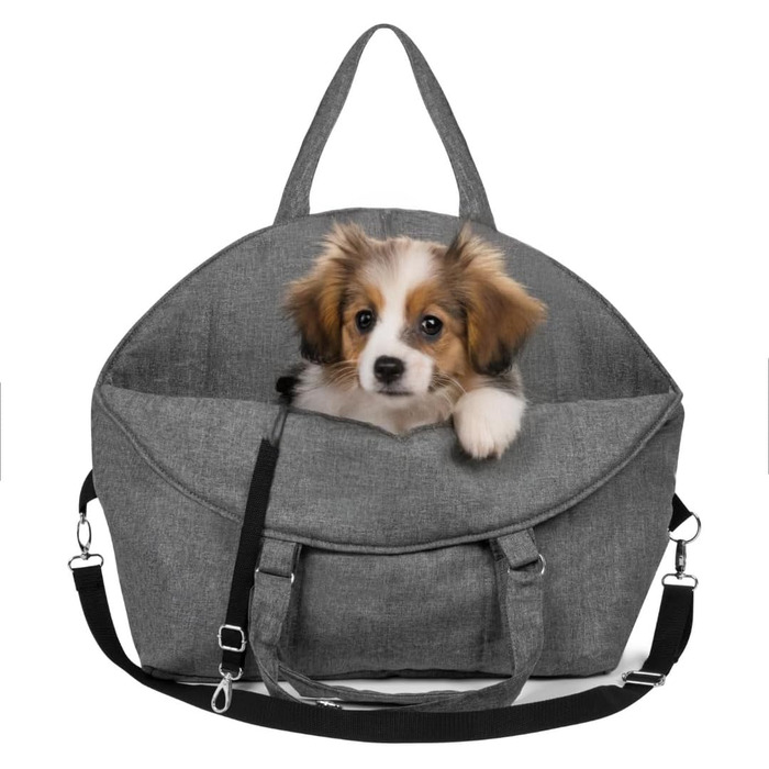 Сумка-переноска для собак та котів Petsen 3в1 – автокрісло, переноска, сумка – ручної роботи в ЄС – з подушкою (сіра)