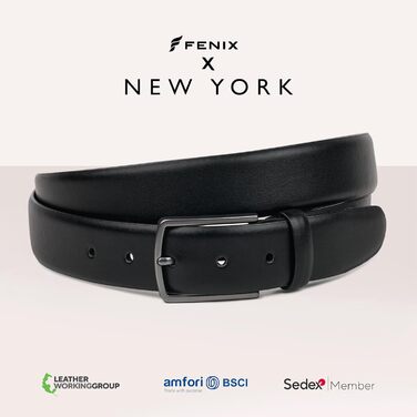 Чоловічий шкіряний ремінь FENIX NEW YORK, 80-125 см, регульований, 35 мм, без нікелю, для костюма та джинсів