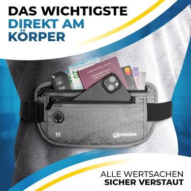 Чоловіча/жіноча поясна/поясна сумка для подорожей з захистом від злодіїв та RFID-захистом (сіра)