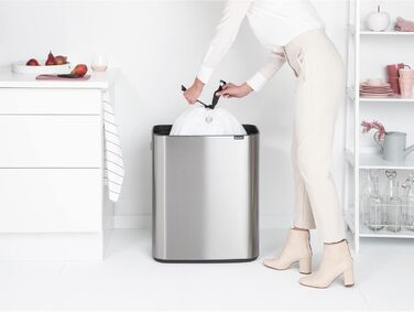 Відро для сміття Brabantia біле, 60 літрів, нержавіюча сталь з покриттям проти відбитків пальців