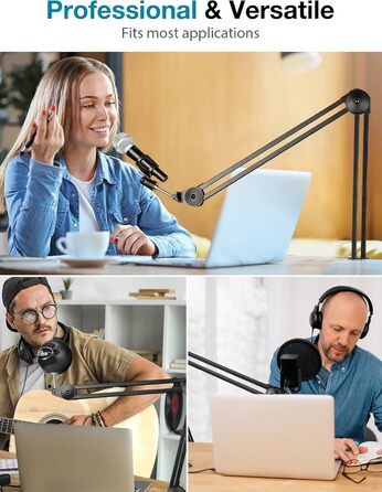 Підставка для мікрофона InnoGear: міцний шарнірний кріплення з кліпсою та кабелеутримувачами для Blue Yeti, Snowball, Hyper X, QuadCast, SoloCast, Fifine та інших великих мікрофонів