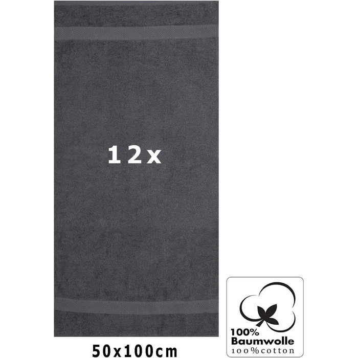 Betz 12-Piece Towel Set Palermo 100% Cotton, 12 Towels, Size 50 x 100 cm, Color Anthracite