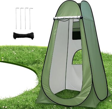 Charmofun Pop Up Camping Shower Tent with UV Protection - Portable Toilet & Changing Tent for Beach & Outdoor Use (Green)