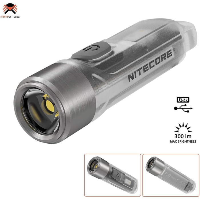 Ліхтарик-брелок Nitecore TIKI, міні, акумуляторний, 300 люмен, UV-світло, надяскравий