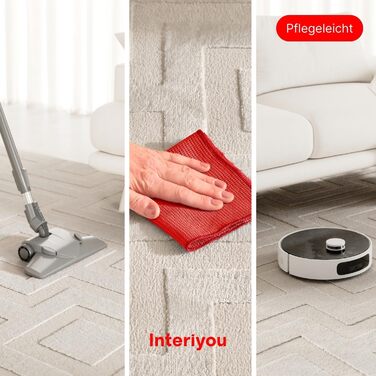 Килим Interiyou для вітальні Cannes, 120x170 см, кремовий - для спальні, їдальні, дитячої кімнати - короткий ворс, скандинавський бохо-дизайн, високий/низький ворс, геометричний малюнок (120 x 170 см, прямокутний)