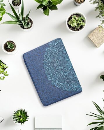 Чохол для Kindle Paperwhite 12-го покоління (2024) та Kindle Colorsoft Signature Edition, тонкий захисний чохол з авто-сном/пробудженням (Блакитна квітка)
