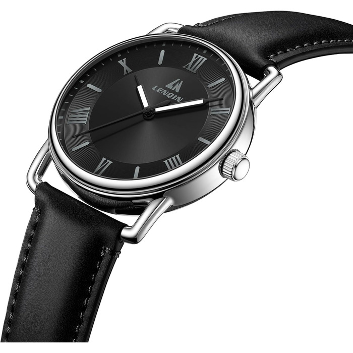 Годинник чоловічий LN LENQIN вологостійкий військовий з комфортним ремінцем, спортивний, чорний