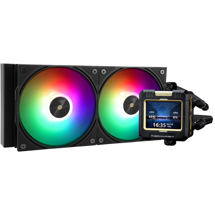Thermalright FW 240 Schwarz ARGB: Рідинна система водяного охолодження CPU з 2 вентиляторами PWM, LCD-дисплей 320*240, сумісна з Intel AM4/AM5/LGA1700/1851