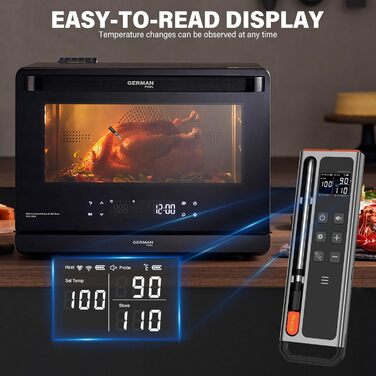 Бездротовий Bluetooth термометр для м'яса з LCD-дисплеєм, таймером і сигналом, 150 м, цифровий термометр для барбекю, гриля, коптильні та духовки
