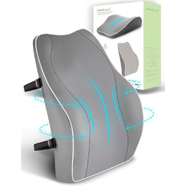 Подушка для спини Travel Ease з Memory Foam для офісного крісла, сірого кольору