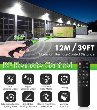 CLY 42W LED Floodlight with Motion Sensor and Remote Control, 3600LM 6500K Cool White Outdoor Floodlight with Adjustable 3 Heads LED Floodlight IP66 Waterproof Spotlight Floodlight for Garage Terrace