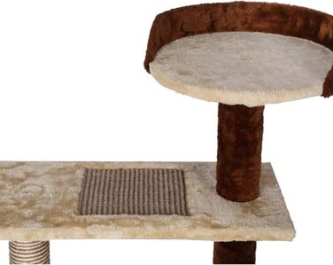 Wiltec Scratching Post 100 cm with Sisal in Beige/Brown, Cat Tree with 3 Resting Areas, Cat Scratching Post with Viewing Platform, 2-Color Cat Scratching Post