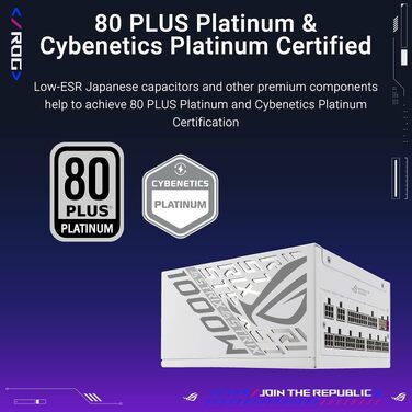 Ігровий блок живлення ASUS ROG Strix 1000W Platinum White, ATX 3.0, PCIe 5.0, білий