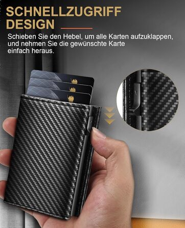 Чоловічий гаманець UNOSEKS з RFID захистом: Slim Wallet з відділом для монет та карткою для ID, на 1-6 карт (алюміній, карбон)