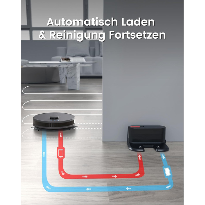 Робот-пилосос LEFANT M1 з функцією миття підлоги, 5500Pa, 200 хвилин роботи, мультимапінг, зони заборони, для шерсті тварин, килимів та твердих підлог