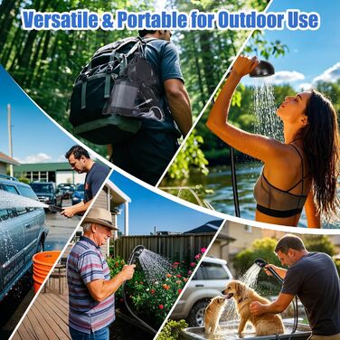 Сонячний душ для кемпінгу з насосом Campingdusche Set - портативний душ для душу на відкритому повітрі, миття авто, пляжу, подорожей, тварин (чорний)
