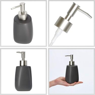 Дозатор для мила KADAX: керамічний диспенсер для мила, рідкого мила, мийного засобу та лосьйонів (антрацит)