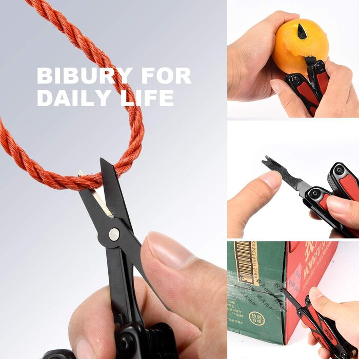Мультитул BIBURY 14 в 1: плоскогубці, ніж, ліхтарик та інше. З чохлом для ремонту, кемпінгу, подарунок для чоловіка