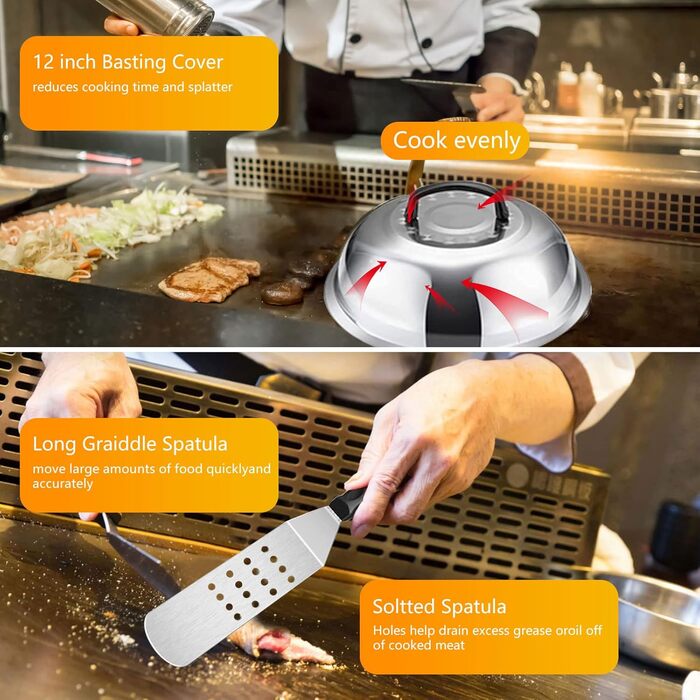 Набір аксесуарів для гриля на 42 шт. з кейсом, нержавіюча сталь, для газового гриля, барбекю, саду та кемпінгу