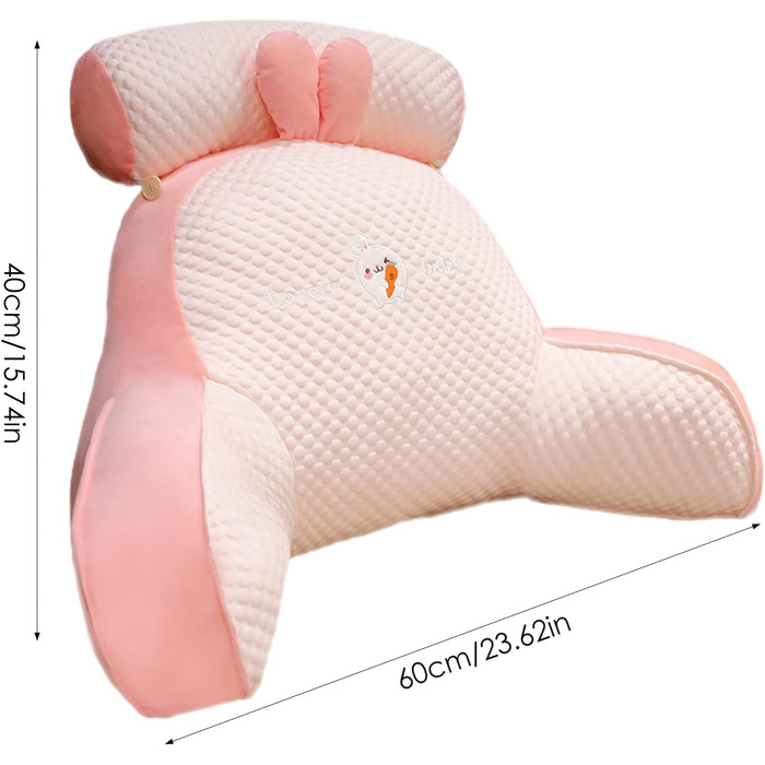 Підголовник для ліжка з підлокітниками, подушка для читання з підголовником та підлокітниками - для читання, відпочинку та перегляду телевізора (60x40 см)