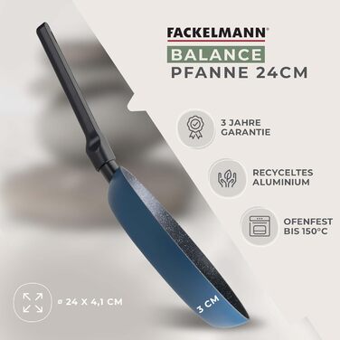 Сковорода Fackelmann Balance 28 см з екологічного алюмінію з антипригарним покриттям Ceramic, без PFAS, для індукційних плит, термостійка ручка, Green Smoke
