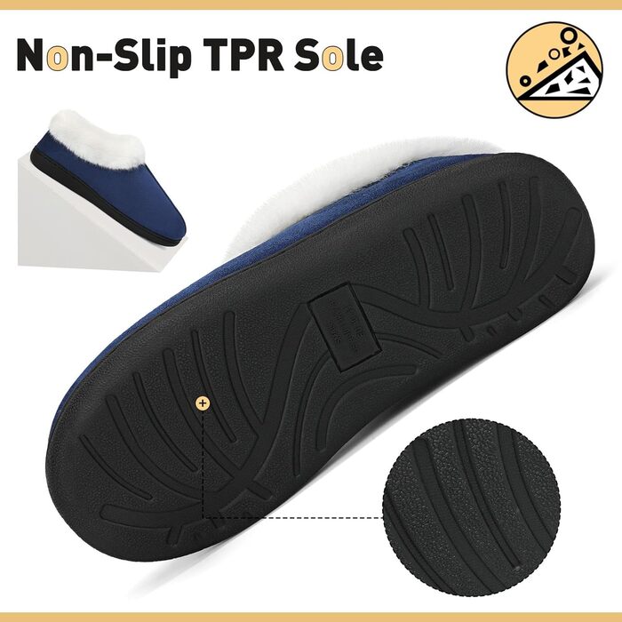 Тапочки халатні Mishansha зимові, халатні, з піною пам'яті, жорстка підошва, розмір 36-47, білі (блакитні, 44/45 EU)